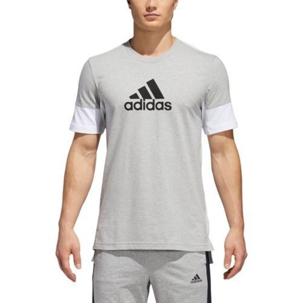 Adidas men XL Sporty T-Shirt breathable mesh gray‎ large logo athletic Gorpcore